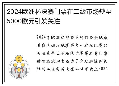 2024欧洲杯决赛门票在二级市场炒至5000欧元引发关注